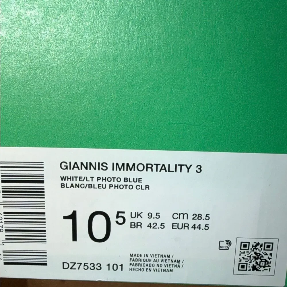 Nike Giannis Immortality 3 Photo Blue White DZ7533-101 Men’s Size 10.5